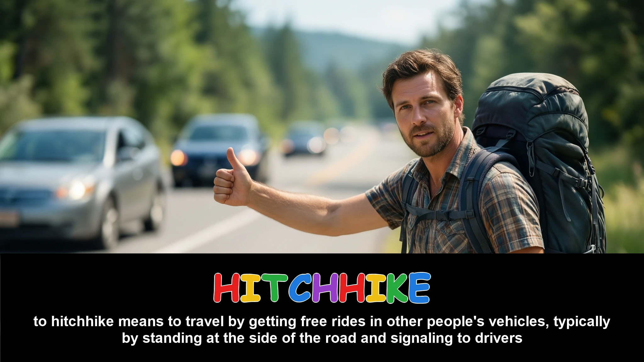 English Illustration for hitchhike